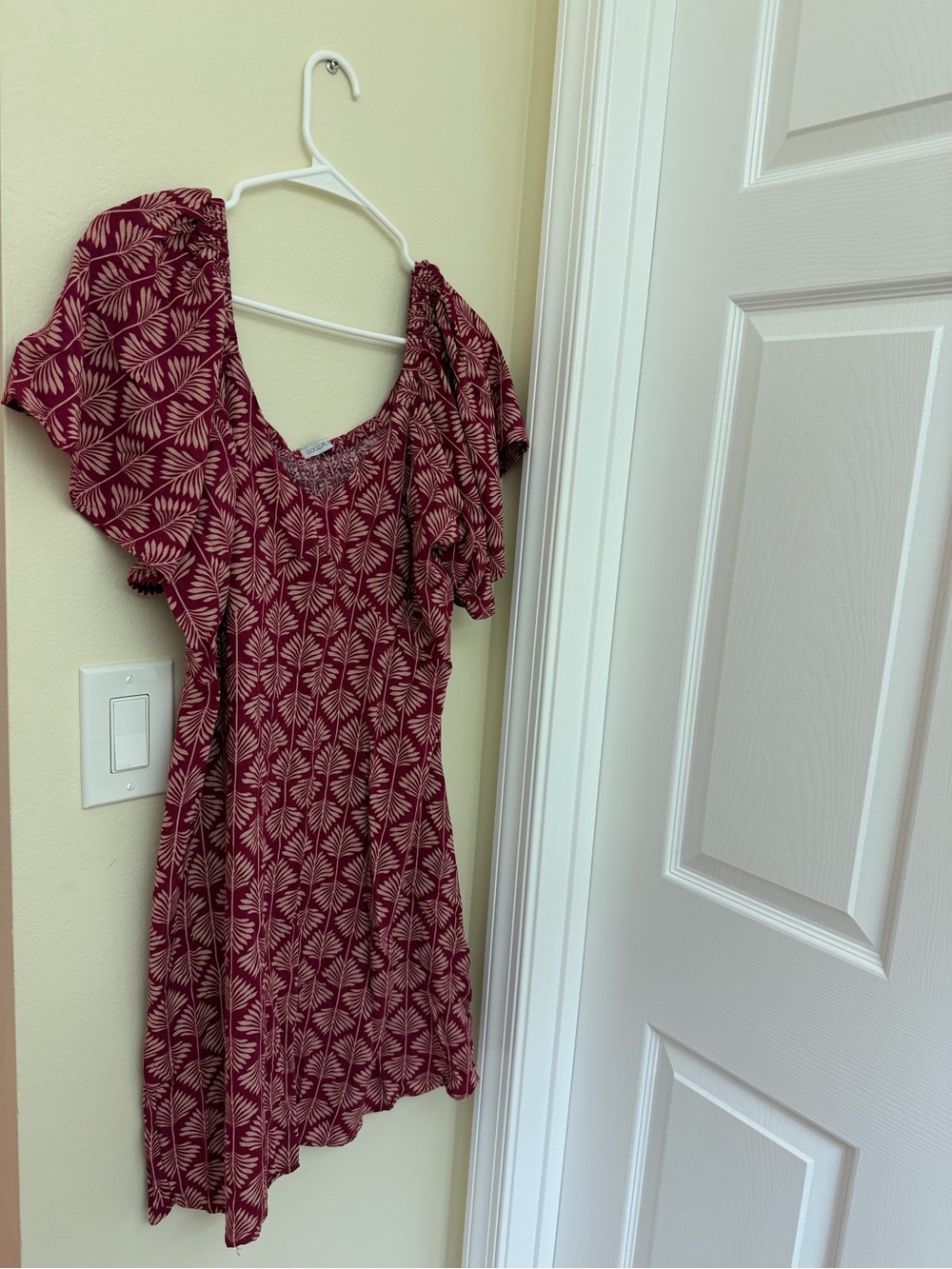 Aquarium Burgundy Patterned Short Sleeve Dress